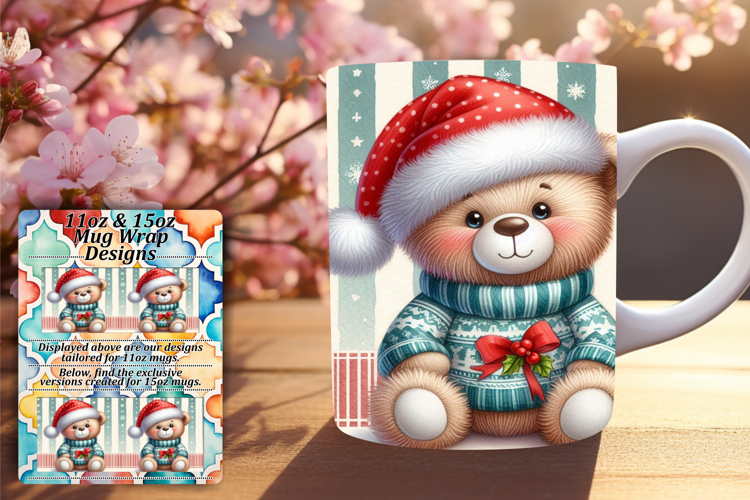 Glamorous 15oz Mug Wrap Png Artwork , Teddy Bear