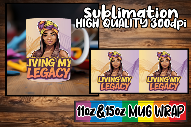 Joyful vibes sublimation mug wrap, Black Woman