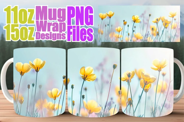 Springtime Joy Mug Wrap: Floral Sublimation 11oz