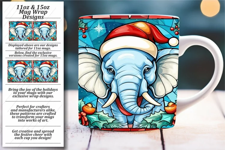 Xmas Glass Art Mug Sublimation: 11oz/15oz