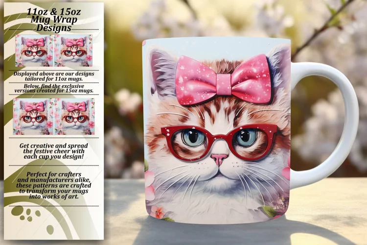 Radiant Kitty Elegance: Vibrant Sublimation Art