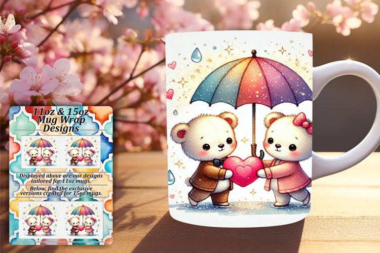 FASHIONABLE PNG for 15oz Mug Wrap , Valentine Bear