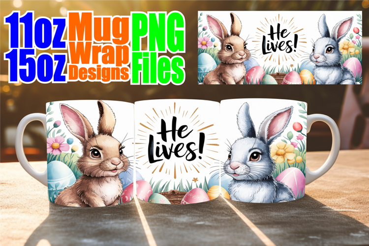 Joyful vibes 11oz 15oz sublimation wrap, Easter Bunny