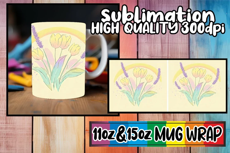 Timeless charm sublimation 11oz 15oz mug wrap, Flower