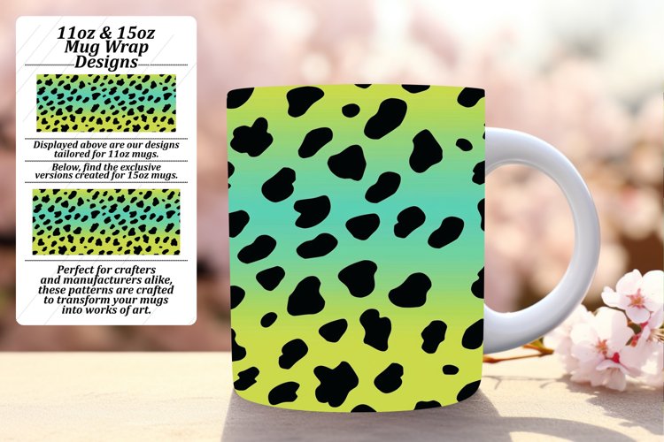 Dazzling Glittery Leopard Print Mug Wrap 11oz/15oz