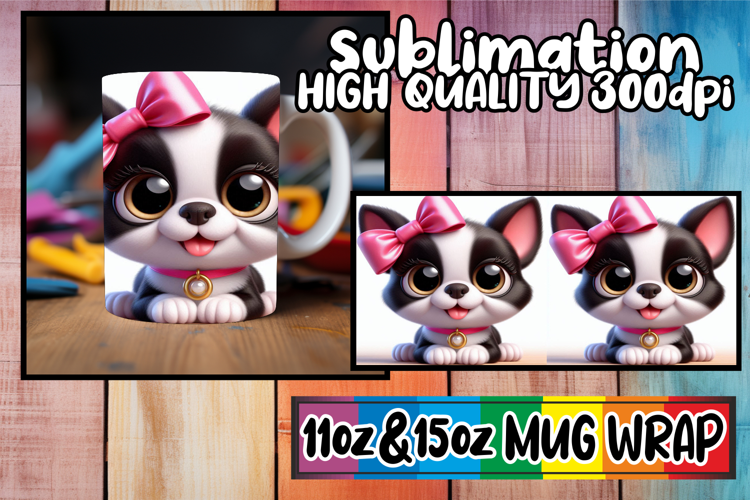 Simply stunning sublimation 11oz 15oz mug wrap, 3D Dog
