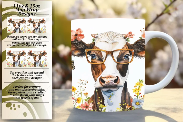 Watercolor Cow Portrait Mug Design