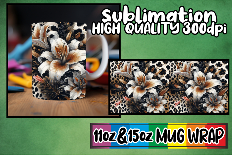 Inspiring mornings 11oz 15oz sublimation wrap, Leopard Print