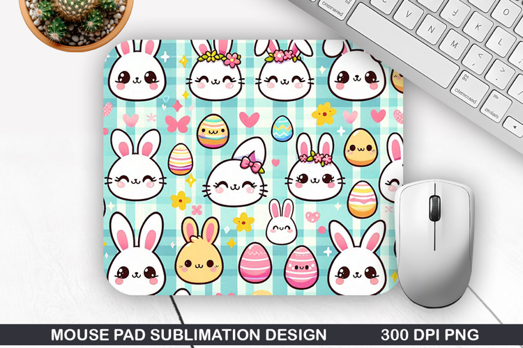Bunny Mouse Pad Sublimation, Easter Bunny Mouse Pad PNG