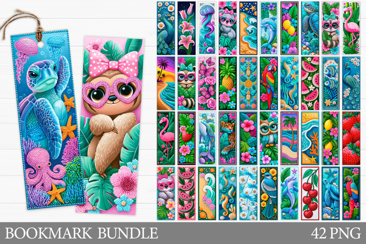 Summer Bookmark Bundle. Summer Animals Bookmark Printable example image 1