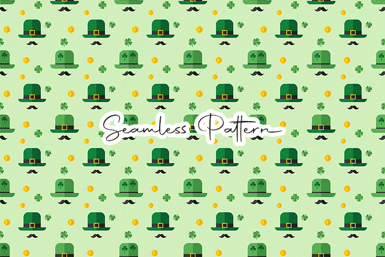 St. Patricks Day Seamless Pattern - Leprechaun & Clovers