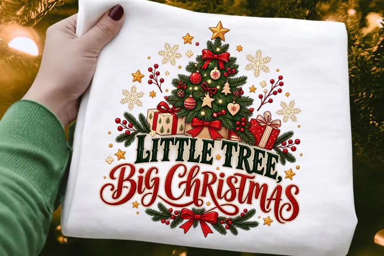 Little Tree, Big Christmas PNG,Festive Christmas Tree & Gift