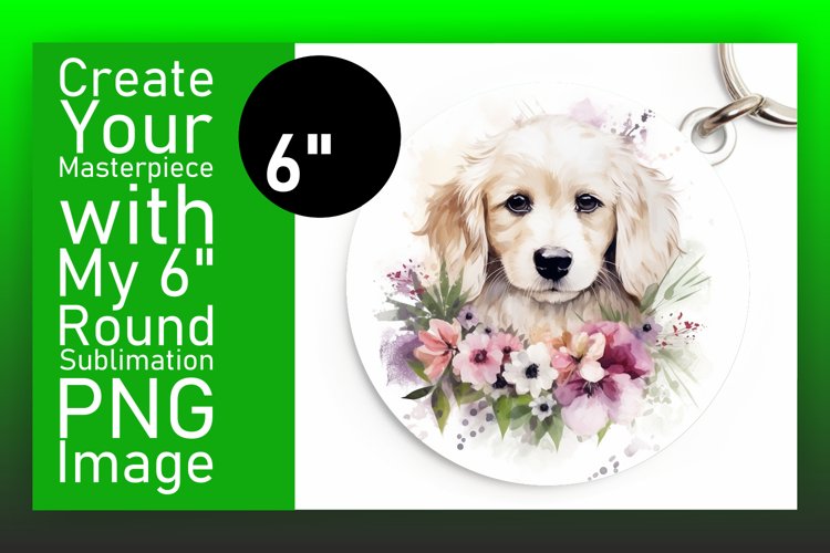 Round Watercolor Doggie Decor example image 1