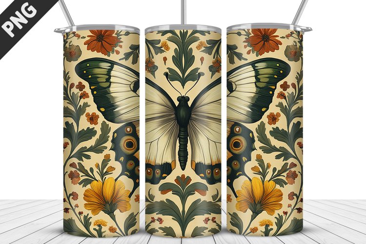 Flower Butterfly 20 oz Tumbler Design|Butterfly Tumbler Wrap example image 1