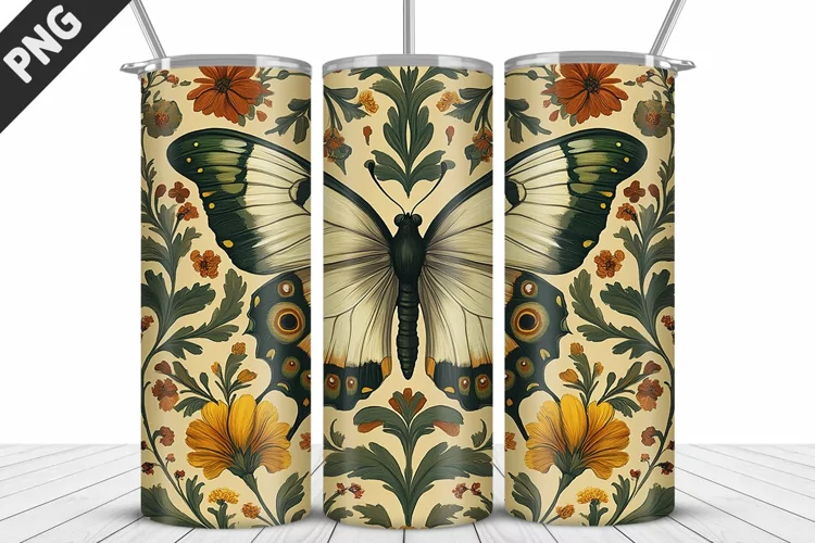 Flower Butterfly 20 oz Tumbler Design|Butterfly Tumbler Wrap