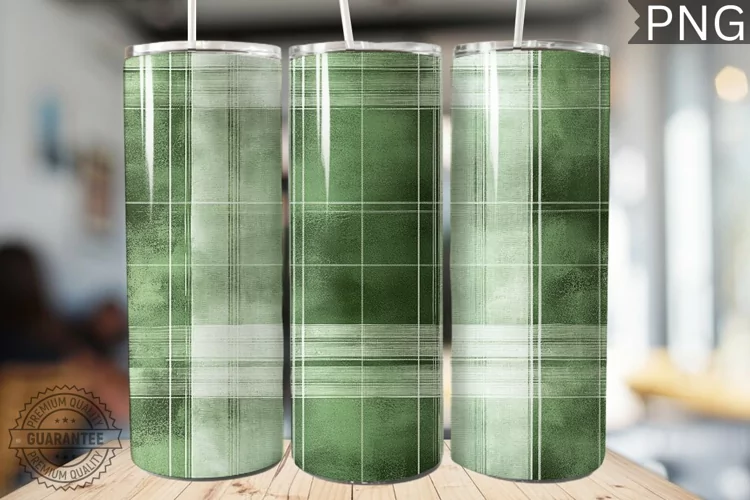 Green Plaid Tumbler Wrap - High Quality 300 Dpi