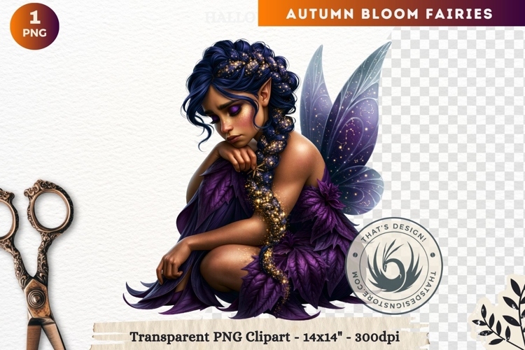 Autumn Bloom Floral Fairy Clipart, Mythical Fantasy PNG