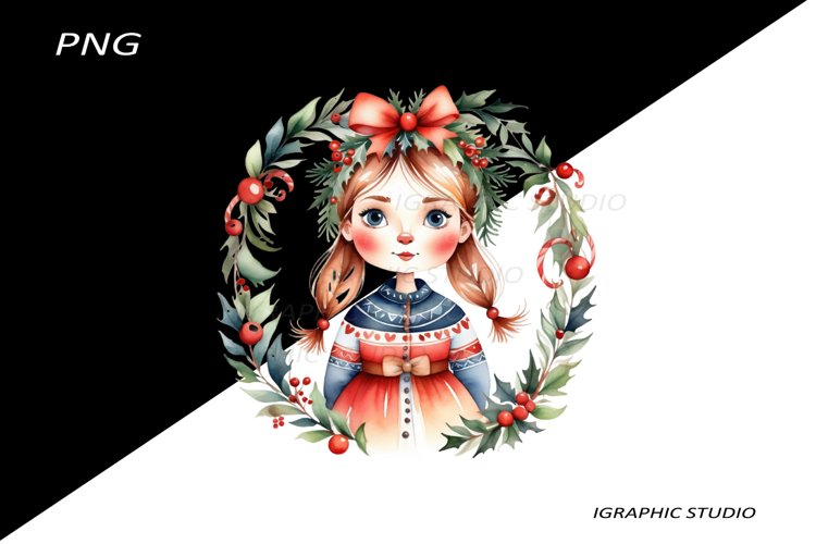 Winter Png, Christmas Girl Clipart, Folk Christmas Png