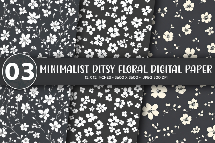 Minimalist Ditsy Floral Digital Paper