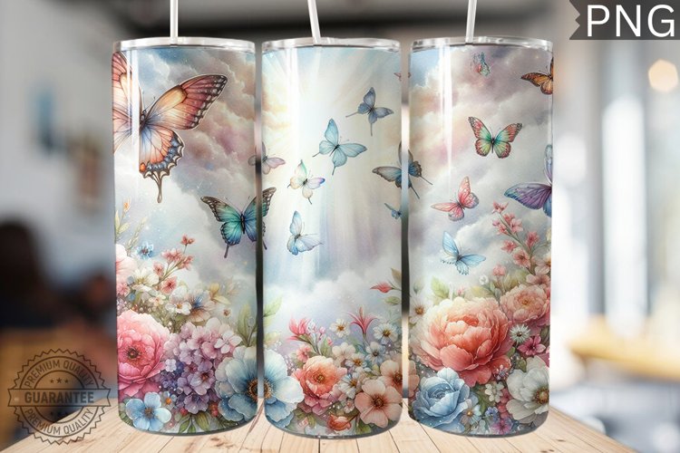 Butterflies Tumbler Sublimation - Tumbler PNG Design