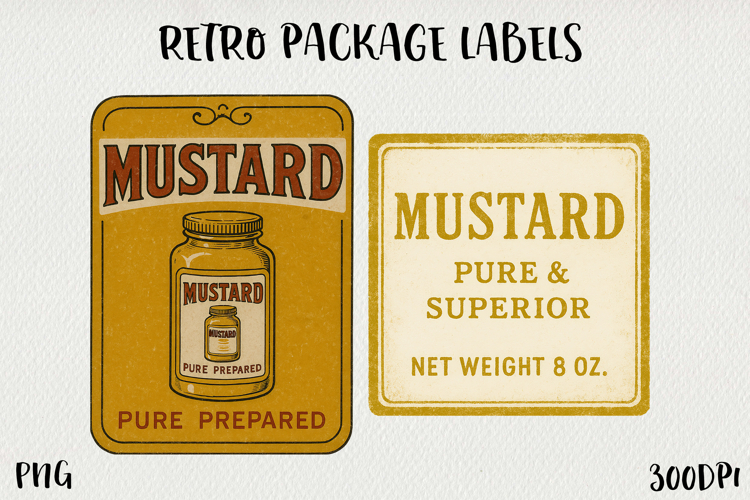 Vintage Food Label PNG Retro Pantry & Packaging Clipart.