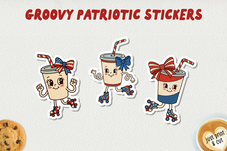 Groovy Patriotic Stickers PNG