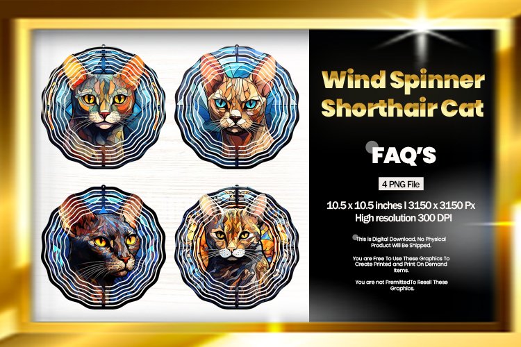 Shorthair Cat Wind Spinner Sublimation - 04 Variation example image 1