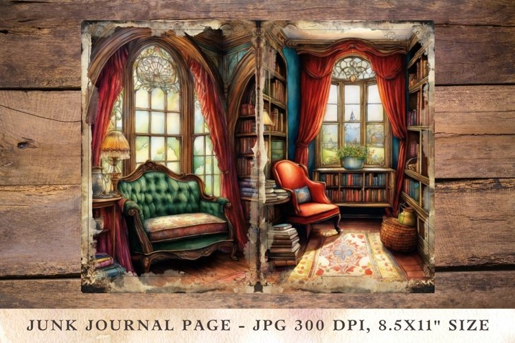 Printable Junk Journal Pages cozy library 5