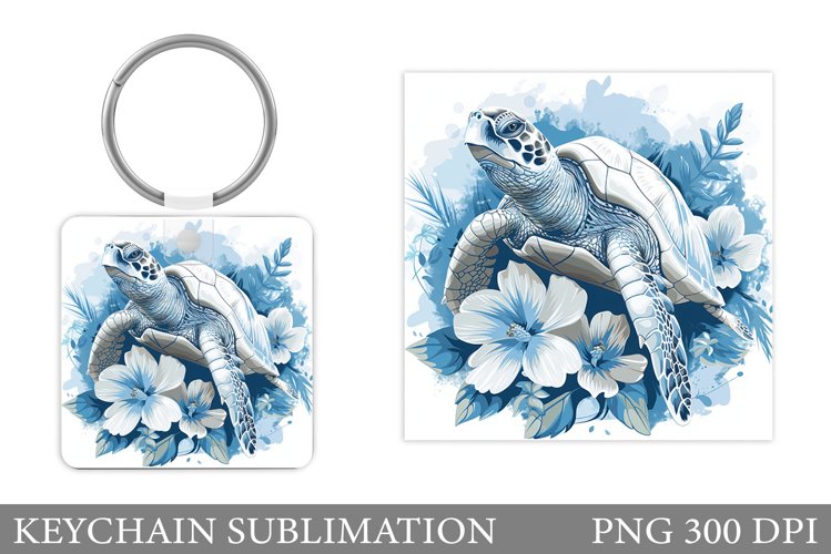 Turtle Keychain Design. Sea Keychain Sublimation example image 1