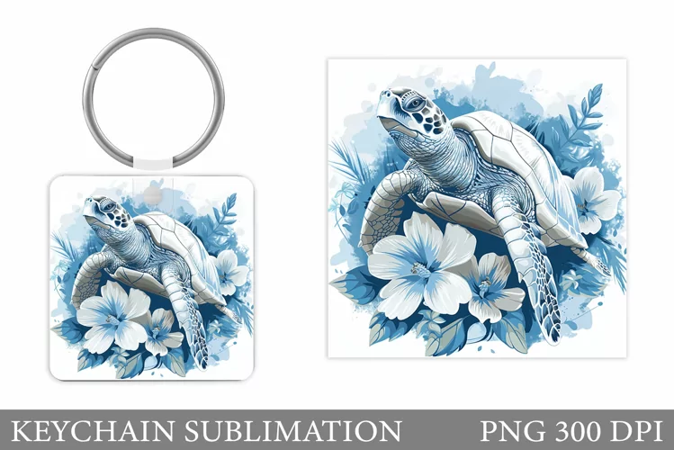Turtle Keychain Design. Sea Keychain Sublimation