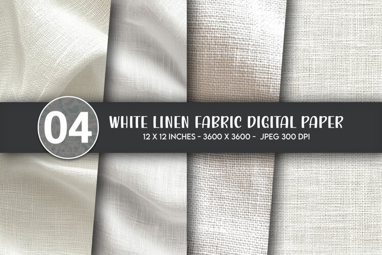 White Linen Fabric Digital Paper example image 1