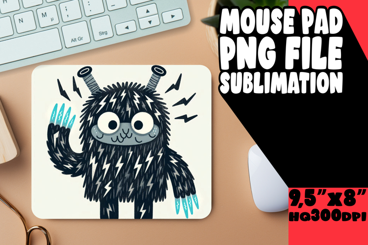 WHIMSICAL mouse PAD PNG Design, Monster