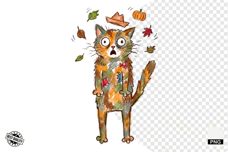 Quirky Funny Autumn Cat Clipart