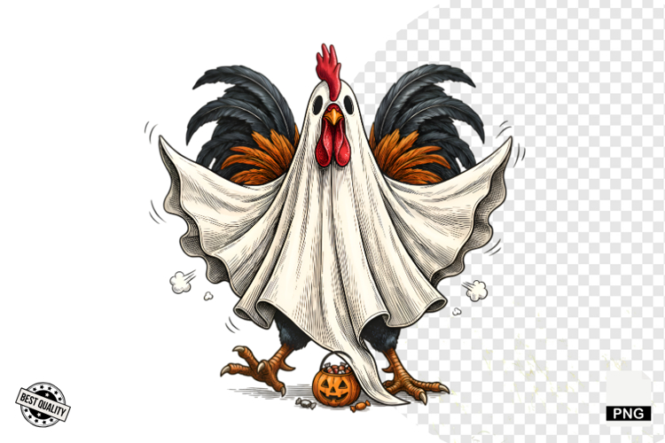 Halloween Ghost Chicken PNG