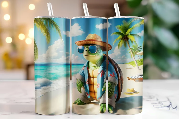 Turtle on the Beach Tumbler Wrap | Sublimation | Tumblers
