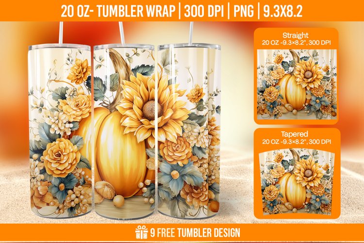 Pumpkin Tumbler Sublimation Wrap, 20 oz Fall Tumbler Wrap