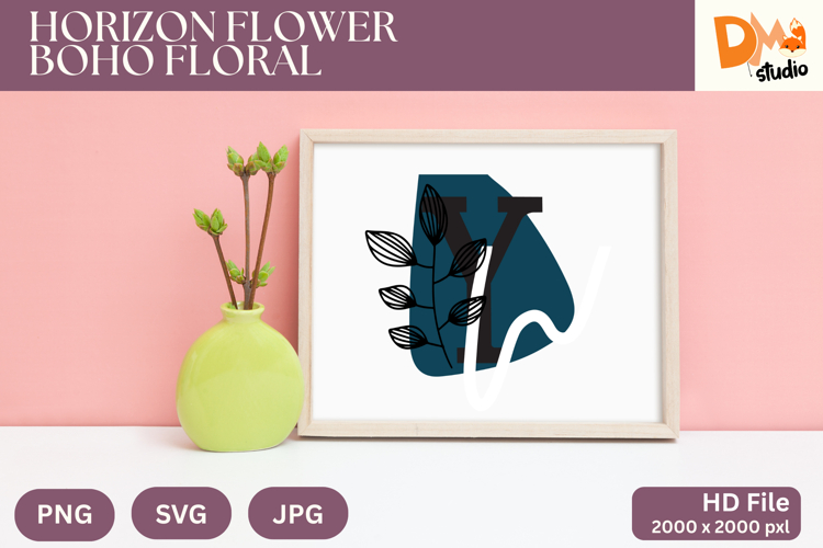 Horizon Flower Boho Floral Monogram