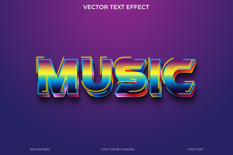 Music Text Effect 3D Vector EPS Editable File