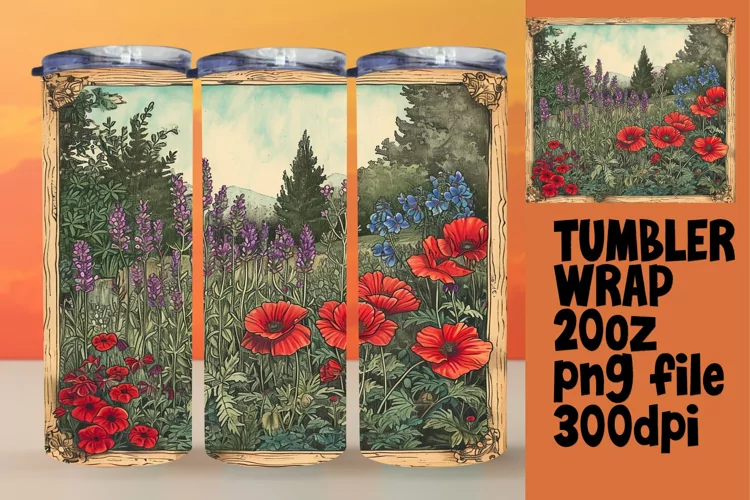 Timeless Vintage Flower Tumbler Wrap - 20oz