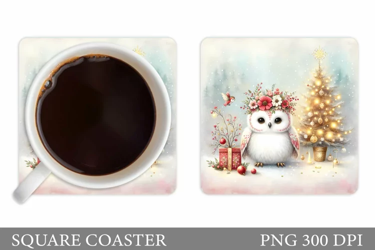 Christmas Owl Coaster Design. Christmas Coaster Sublimation