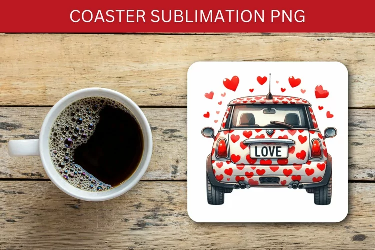 valentine square coaster - car