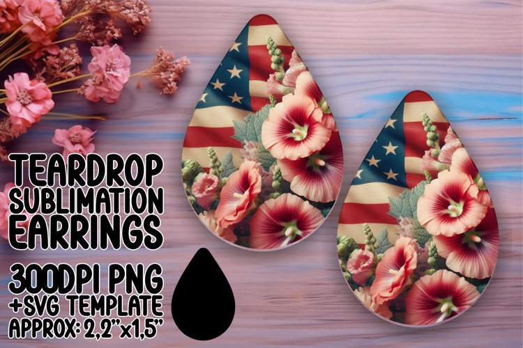 Creative Teardrop Design for Earrings , USA Flag