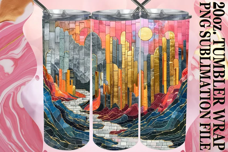 Gilded Glow: 3D Mosaic Tumbler Wrap 20oz