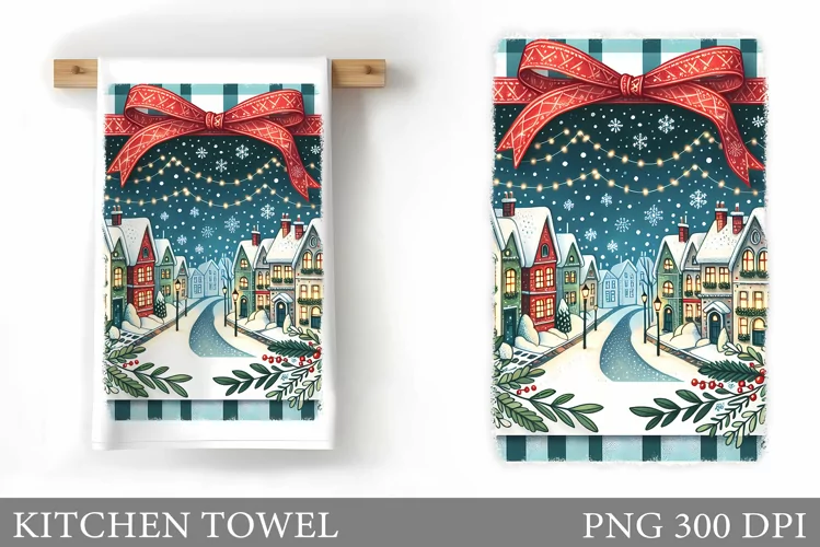 Winter Kitchen Towel. Christmas Kitchen Towel Sublimation