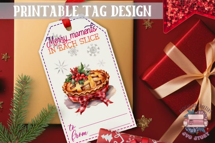 Watercolor Christmas Gift Tag Christmas pie Ornaments PNG