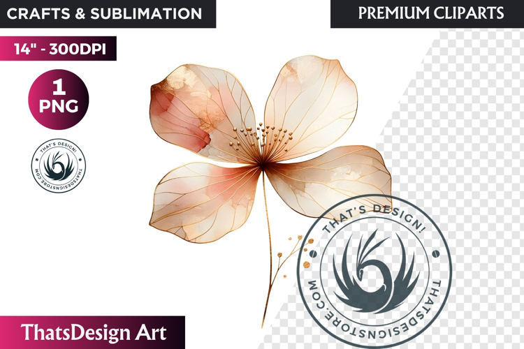 Rose Gold Pink flowers Clipart, Abstract Flowers Wedding PNG