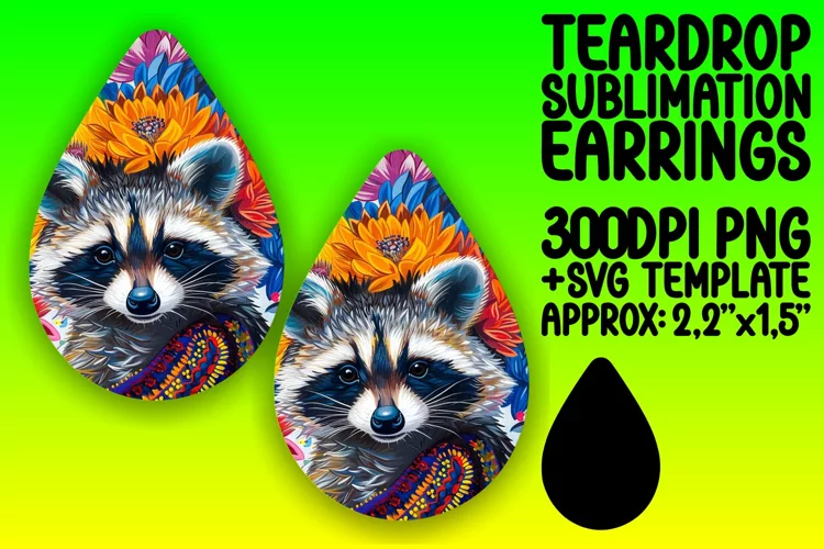 Colorful Raccoon & Flower Wrap for Teardrop Earrings