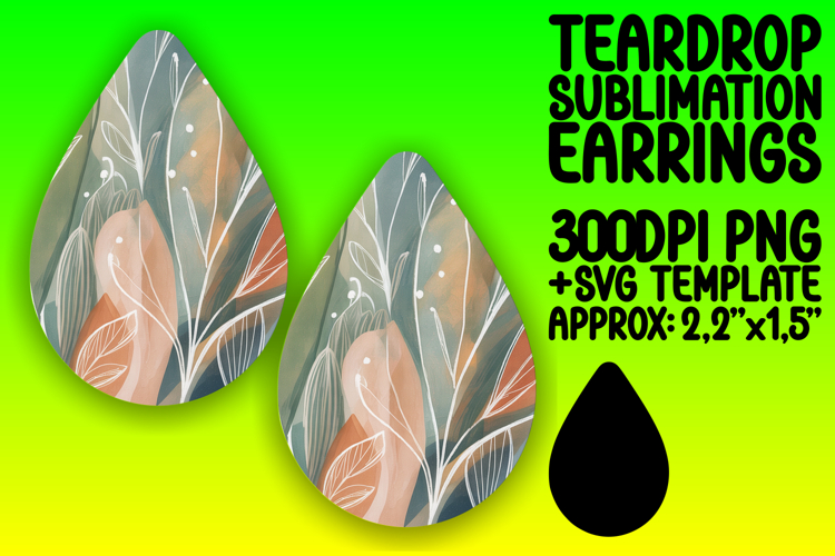 Vibrant Teardrop Earrings Template Art , Flowers