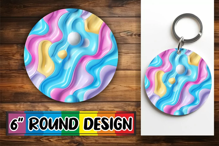 Whimsical 3D Inflated Puff Circle Sublimation Art