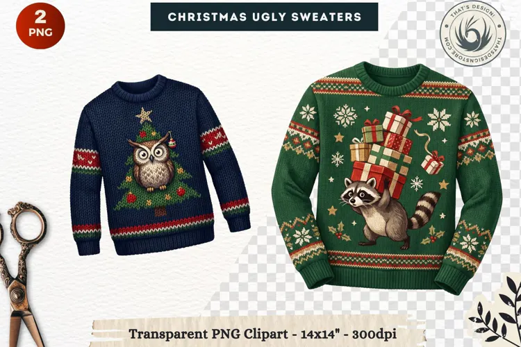 Christmas Ugly Sweaters Clipart Holiday Winter Sweater PNG